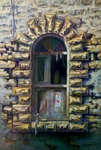 Hanif Shahzad, Old Window II , 32 x 48 Inch, Oil on Canvas,  Landscape Painting, AC-HNS-093